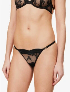 BLUEBELLA Cassandra Floral-embroidered Stretch-woven Briefs -Ted Bakee Fashion Shop R04144703 BLACK ALT02