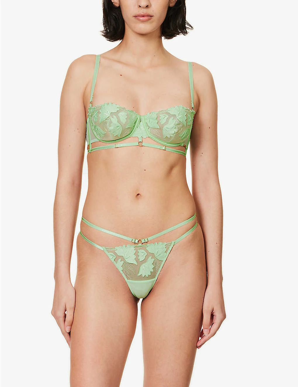 BLUEBELLA Isla Floral-embroidered Mid-rise Lace Thong 2 BLUEBELLA Isla Floral-embroidered Mid-rise Lace Thong - Image 2