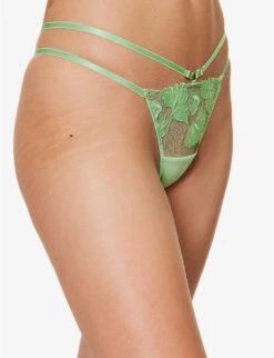 BLUEBELLA Isla Floral-embroidered Mid-rise Lace Thong 6 BLUEBELLA Isla Floral-embroidered Mid-rise Lace Thong -Ted Bakee Fashion Shop R04144720 GREENASH ALT02