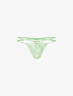 BLUEBELLA Isla Floral-embroidered Mid-rise Lace Thong