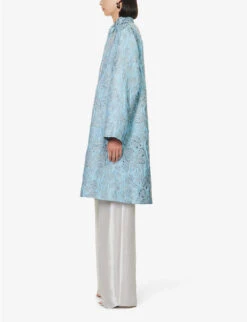 Whirlwind Floral-embossed Woven Coat -Ted Bakee Fashion Shop R04144930 BLUE ALT02