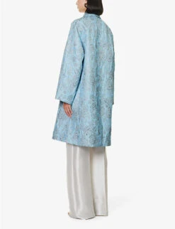 Whirlwind Floral-embossed Woven Coat -Ted Bakee Fashion Shop R04144930 BLUE ALT03