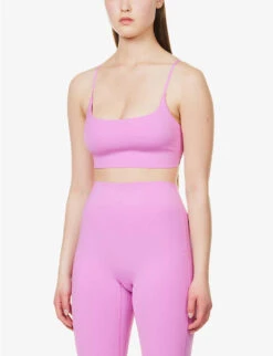 Scoop-neck Adjustable-strap Stretch-recycled Polyester Bra 7 Scoop-neck Adjustable-strap Stretch-recycled Polyester Bra -Ted Bakee Fashion Shop R04144962 PURPLE ALT02