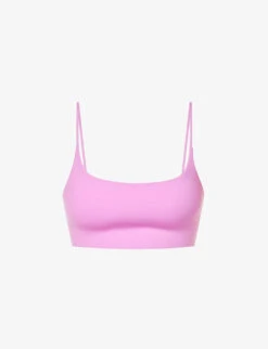 Scoop-neck Adjustable-strap Stretch-recycled Polyester Bra