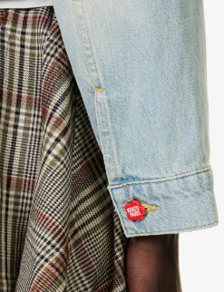 Kenzo Logo-appliqué Faded-wash Denim Jacket -Ted Bakee Fashion Shop R04145429 STONEBLUE ALT05