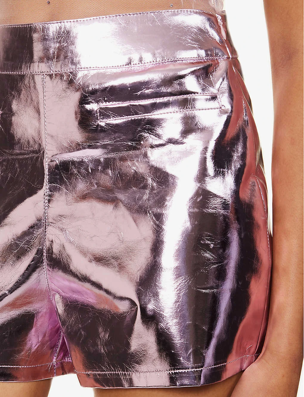 Metallic Straight-leg High-rise Faux-leather Shorts 5 Metallic Straight-leg High-rise Faux-leather Shorts - Image 5