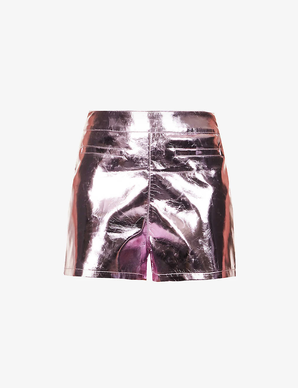 Metallic Straight-leg High-rise Faux-leather Shorts 1 Metallic Straight-leg High-rise Faux-leather Shorts