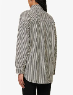 ANINE BING Sloan Logo-embroidered Cotton Shirt -Ted Bakee Fashion Shop R04146340 STRIPE ALT03