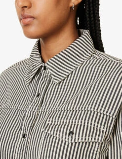 ANINE BING Sloan Logo-embroidered Cotton Shirt -Ted Bakee Fashion Shop R04146340 STRIPE ALT04
