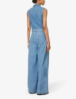 FRAME Sleeveless Wide-leg Denim Jumpsuit -Ted Bakee Fashion Shop R04146429 HAPPYINDIGO ALT03