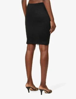 Policandro Lace-trim Woven Midi Skirt -Ted Bakee Fashion Shop R04147079 BLACK ALT03