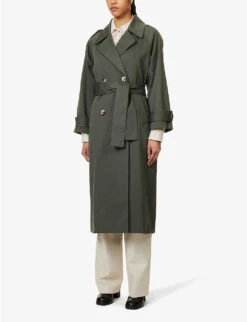 Dorothee Single-breasted Woven Trench -Ted Bakee Fashion Shop R04147082 KAKI ALT02