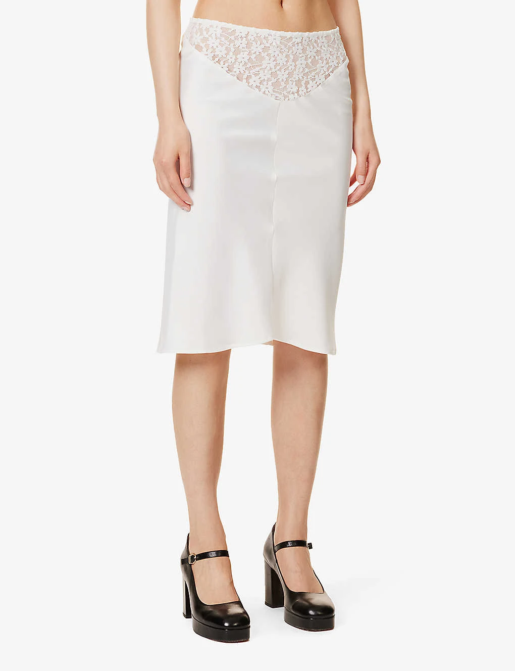 Trimiti Lace-trim Satin Midi Skirt 3 Trimiti Lace-trim Satin Midi Skirt - Image 3