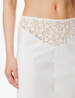 Trimiti Lace-trim Satin Midi Skirt 9 Trimiti Lace-trim Satin Midi Skirt -Ted Bakee Fashion Shop R04147086 WHITE ALT04