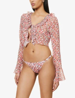 Nelly Floral-print Chiffon Top -Ted Bakee Fashion Shop R04148252 MULTI ALT02