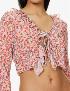 Nelly Floral-print Chiffon Top -Ted Bakee Fashion Shop R04148252 MULTI ALT04