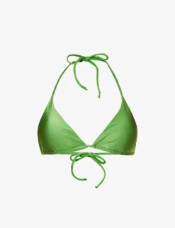 Palm Shimmer Halterneck Bikini Top