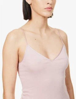 HANRO Seamless Spaghetti-strap Cotton-jersey Top -Ted Bakee Fashion Shop R04148502 PALEPINK ALT04