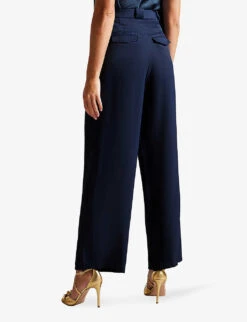 Ted Baker Jemmiah Belted Wide-leg Mid-rise Woven Trousers 5 Ted Baker Jemmiah Belted Wide-leg Mid-rise Woven Trousers -Ted Bakee Fashion Shop R04148767 DKNAVY ALT02