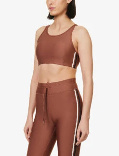 Hustle Linda Racer-back Stretch-recycled Polyamide Bra 8 Hustle Linda Racer-back Stretch-recycled Polyamide Bra -Ted Bakee Fashion Shop R04148923 BROWN ALT02