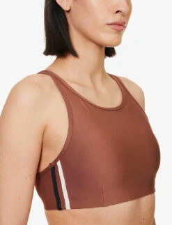 Hustle Linda Racer-back Stretch-recycled Polyamide Bra 11 Hustle Linda Racer-back Stretch-recycled Polyamide Bra -Ted Bakee Fashion Shop R04148923 BROWN ALT05