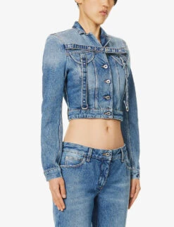 Cargo Brand-patch Regular-fit Denim Jacket -Ted Bakee Fashion Shop R04149026 BLUE ALT02