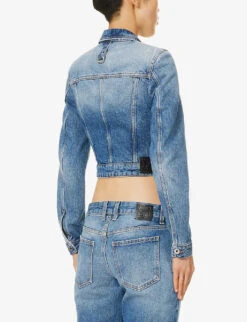 Cargo Brand-patch Regular-fit Denim Jacket -Ted Bakee Fashion Shop R04149026 BLUE ALT03