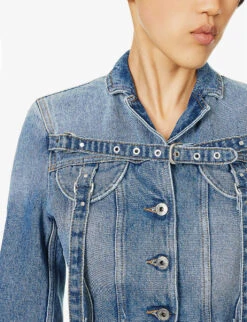 Cargo Brand-patch Regular-fit Denim Jacket -Ted Bakee Fashion Shop R04149026 BLUE ALT04