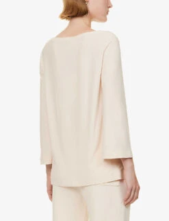 Max Mara Pampas Relaxed-fit Stretch-woven Top -Ted Bakee Fashion Shop R04149121 IVORY ALT03