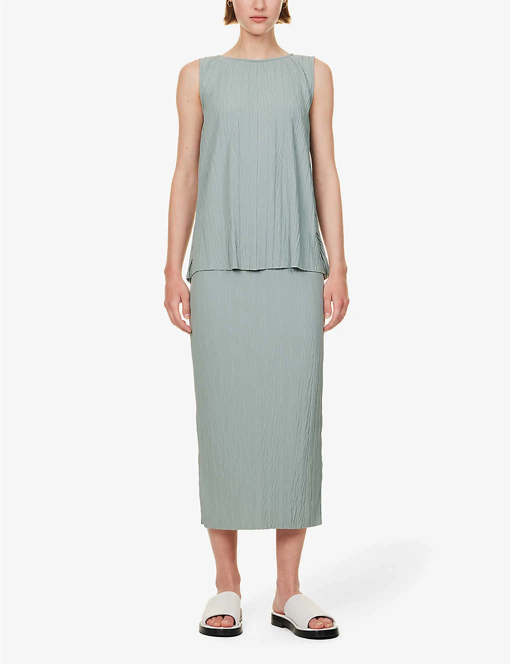 Max Mara Carnia Crinkle-effect Knitted Midi Skirt 2 Max Mara Carnia Crinkle-effect Knitted Midi Skirt - Image 2