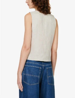 Cienna Button-down Linen Top 8 Cienna Button-down Linen Top -Ted Bakee Fashion Shop R04149617 OATMEAL ALT03