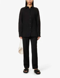 Emery Relaxed-fit Cotton And Linen-blend Shirt -Ted Bakee Fashion Shop R04149652 BLACK ALT01