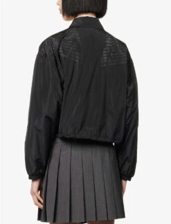 Miu Miu Brand-embroidered Drawstring-hem Recycled Polyester And Silk-blend Jacket -Ted Bakee Fashion Shop R04149724 NERO ALT03