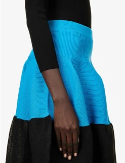 Pottery Mid-rise Recycled-polyester Midi Skirt 9 Pottery Mid-rise Recycled-polyester Midi Skirt -Ted Bakee Fashion Shop R04149908 CYAN ALT04