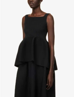 Pottery Square-neck Recycled-polyester Knitted Top -Ted Bakee Fashion Shop R04149918 BLACK ALT02