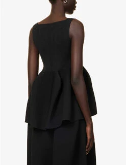 Pottery Square-neck Recycled-polyester Knitted Top -Ted Bakee Fashion Shop R04149918 BLACK ALT03