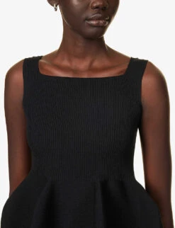 Pottery Square-neck Recycled-polyester Knitted Top -Ted Bakee Fashion Shop R04149918 BLACK ALT04