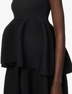 Pottery Square-neck Recycled-polyester Knitted Top -Ted Bakee Fashion Shop R04149918 BLACK ALT05