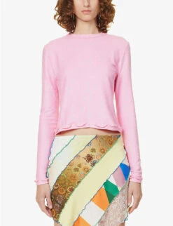 Nita Frilled-trim Woven Top -Ted Bakee Fashion Shop R04150244 PINK ALT02