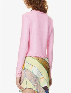 Nita Frilled-trim Woven Top -Ted Bakee Fashion Shop R04150244 PINK ALT03