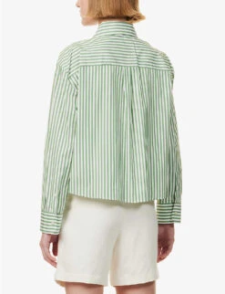 Weekend Max Mara Perak Striped Cotton Shirt -Ted Bakee Fashion Shop R04151181 GREEN ALT03