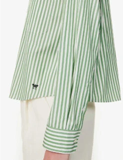 Weekend Max Mara Perak Striped Cotton Shirt -Ted Bakee Fashion Shop R04151181 GREEN ALT04