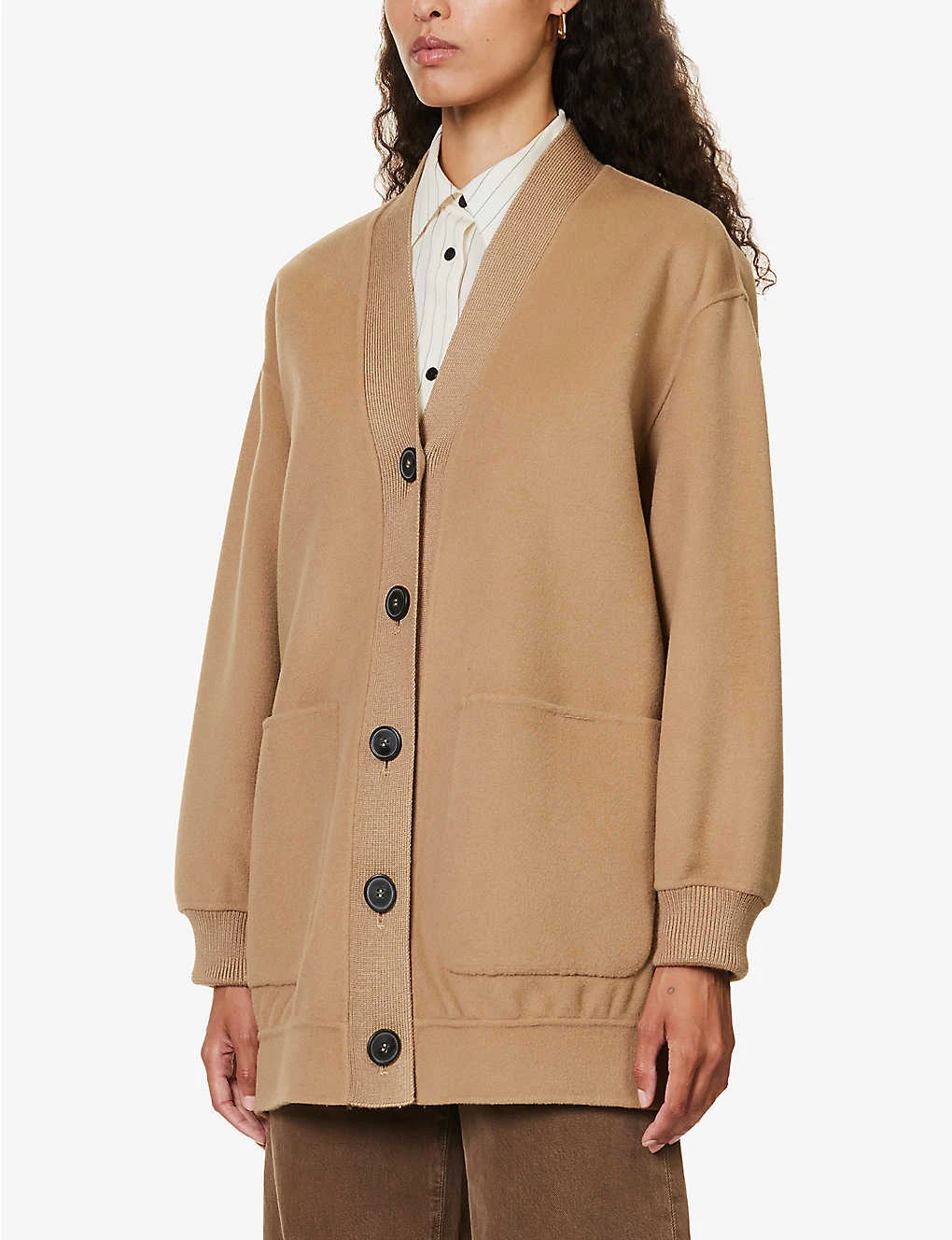 Weekend Max Mara Zelma Shawl-neck Ribbed-edge Woven Coat 3 Weekend Max Mara Zelma Shawl-neck Ribbed-edge Woven Coat - Image 3