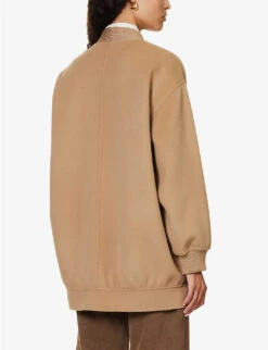 Weekend Max Mara Zelma Shawl-neck Ribbed-edge Woven Coat 8 Weekend Max Mara Zelma Shawl-neck Ribbed-edge Woven Coat -Ted Bakee Fashion Shop R04151208 CAMEL ALT03