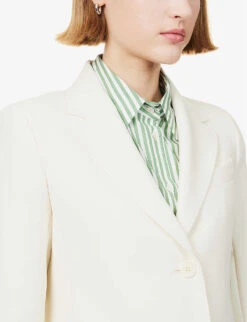 Weekend Max Mara Uva Notched-lapel Regular-fit Stretch-woven Blazer -Ted Bakee Fashion Shop R04151209 IVORY ALT04