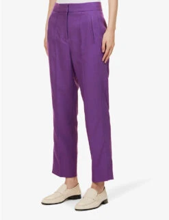 ME AND EM Slim Cropped Mid-rise Stretch-woven Trousers -Ted Bakee Fashion Shop R04151478 INTENSEVIOLET ALT02