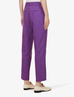 ME AND EM Slim Cropped Mid-rise Stretch-woven Trousers -Ted Bakee Fashion Shop R04151478 INTENSEVIOLET ALT03