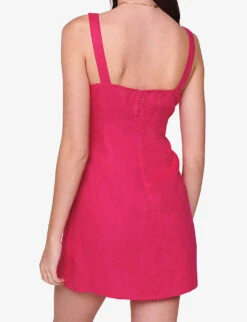 Hanna Cut-out Linen Mini Dress -Ted Bakee Fashion Shop R04151539 RASPBERRY ALT02