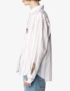 Zadig & Voltaire Tais Striped Organic-cotton Shirt -Ted Bakee Fashion Shop R04151919 VIEUXROSE ALT02