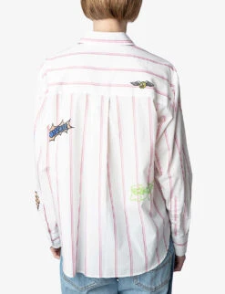 Zadig & Voltaire Tais Striped Organic-cotton Shirt -Ted Bakee Fashion Shop R04151919 VIEUXROSE ALT03